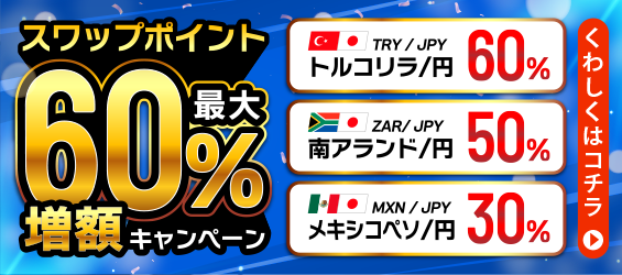 高金利3通貨ペアスワップポイント最大60%増額キャンペーントライオートFX