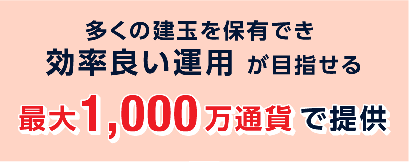 最大1,000万通貨で提供