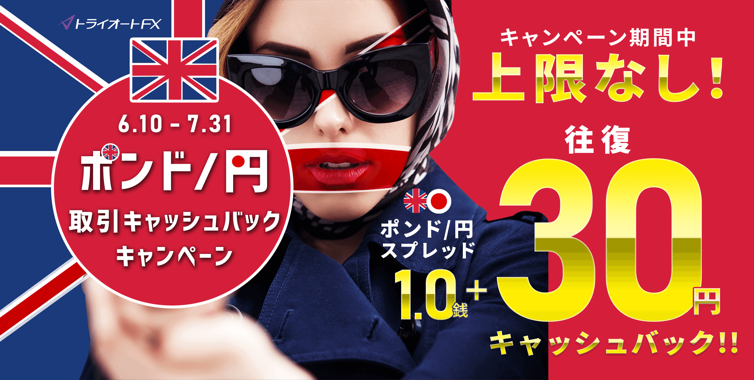 トライオートFX ポンド/円取引キャッシュバックキャンペーン