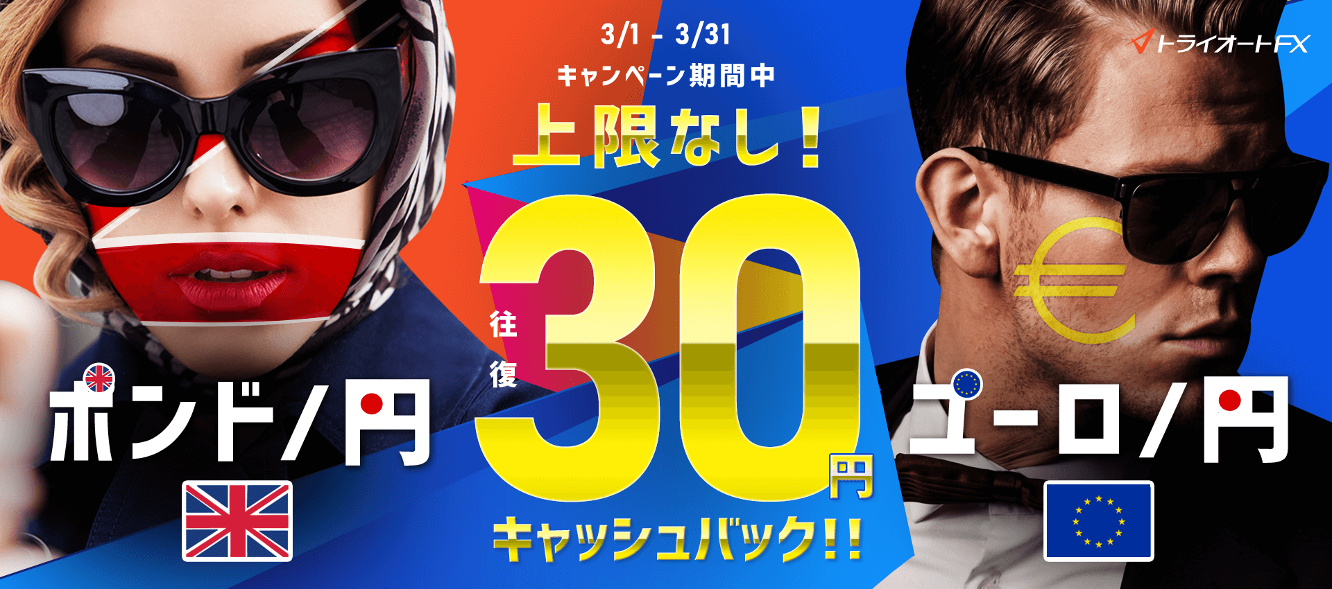 トライオートFX ポンド/円・ユーロ/円取引キャッシュバックキャンペーン